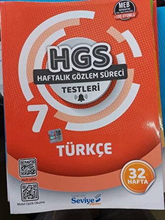 SEVİYE YAYINLARI 7.SINIF TÜRKÇE  HGS( HAFTALIK GÖZLEM SÜRECİ) TESTLERİ 32 HAFTA